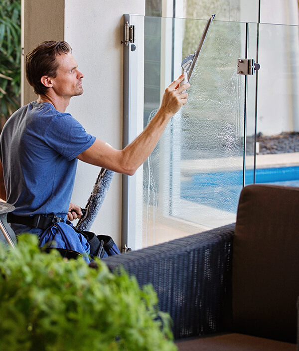 Making the office glass sparkle when we cleaning it.